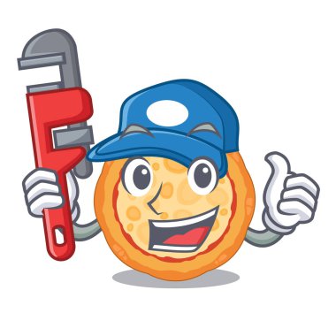 Bir karakter plaka üzerinde Tesisatçı peynir pizza