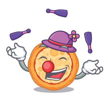 Bir karakter plaka üzerinde peynir pizza hokkabazlık