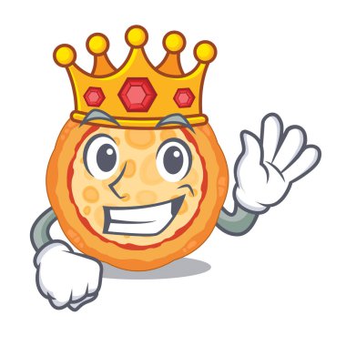 Bir karakter plaka üzerinde Kral peynir pizza