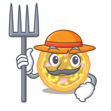 Çiftçi hawaii pizza karakteri izole