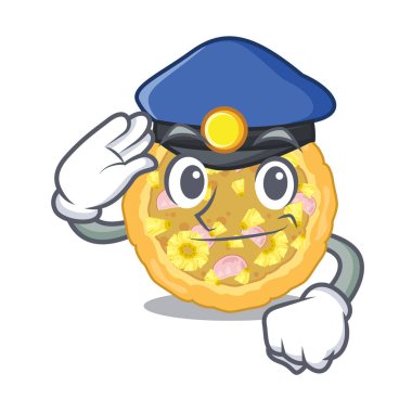 Polis hawaii pizza karakteri izole