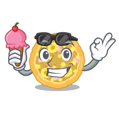 Maskot şeklinde dondurmalı Hawai pizzası.