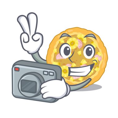 Fotoğrafçı hawaii pizza karikatür plakaları servis edilir