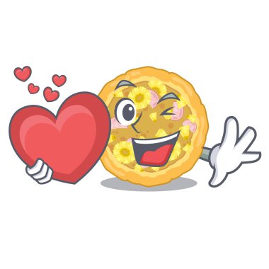 Kalp ile Hawai pizzası çizgi film tabakları servis edilir.