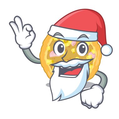 Ahşap karikatür masa üzerinde Santa Hawaiian pizza