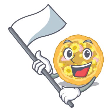 Ahşap çizgi film masasının üzerinde Hawaii usulü bayrak pizzası