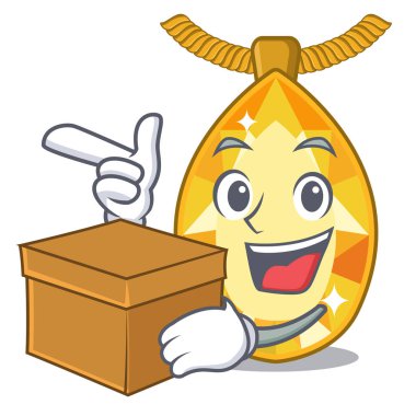 Çizgi filmde izole edilmiş mücevher kutusuyla.