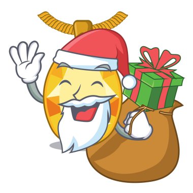 Maskot cam masa üzerinde hediye topaz takı ile Santa