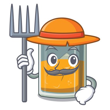 Çiftçi viski bir karikatür cam