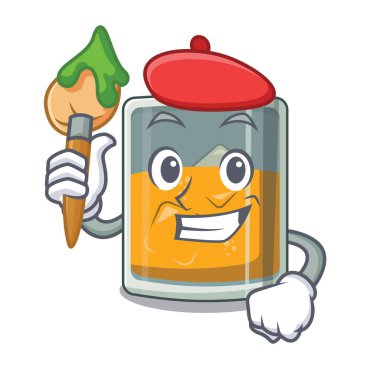 Sanatçı viski bir karikatür cam