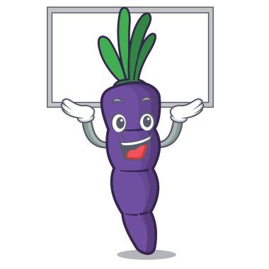 Up board mor havuç maskot ile izole