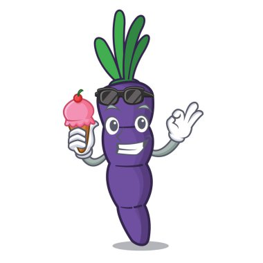 Çizgi film sepetinde mor havuçlu dondurma