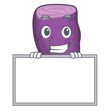 Karakter ile izole kurulu mor tatlı patates ile Grinning