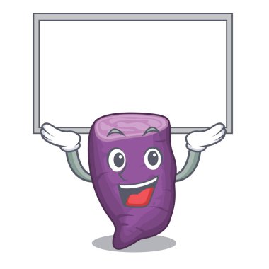 Up board mor tatlı patates karakter ile izole