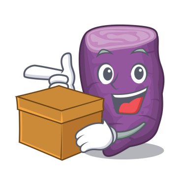 Çizgi film şeklinde mor renkli kutu.