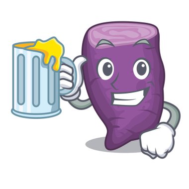 Meyve suyu mor tatlı patatesle maskot sepetinde