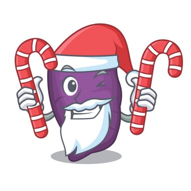 Karikatür buzdolabında şeker mor tatlı patates ile Santa