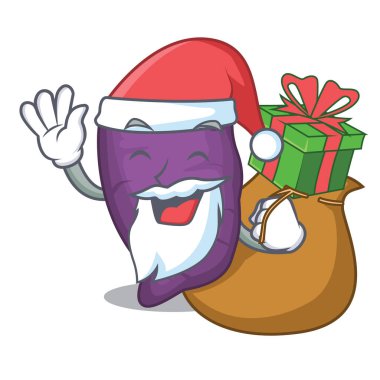 Karikatür buzdolabında hediye mor tatlı patates ile Santa
