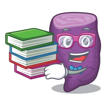 Karikatür buzdolabında kitap mor tatlı patates ile Öğrenci