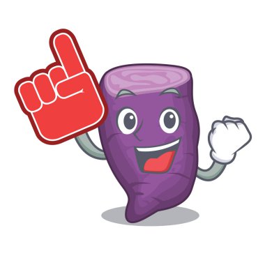 Karikatür buzdolabında köpük parmak mor tatlı patates