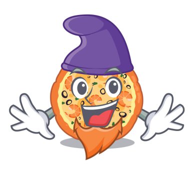 Elf deniz ürünleri pizza karakter plaka üzerinde servis