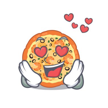 Maskot şeklinde aşk deniz ürünleri pizza