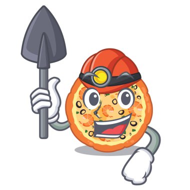 Maskot şeklinde Madenci deniz ürünleri pizza