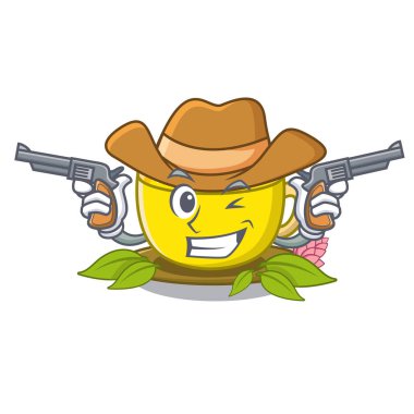 Kovboy zerdeçal çay karakteri izole