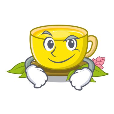 Karikatür gözlüklerinde çay zerdeçal sırıtan