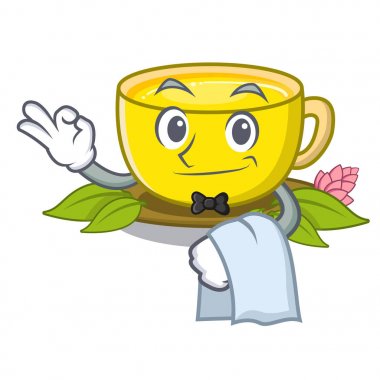 Karikatür şeklinde garson zerdeçal çayı