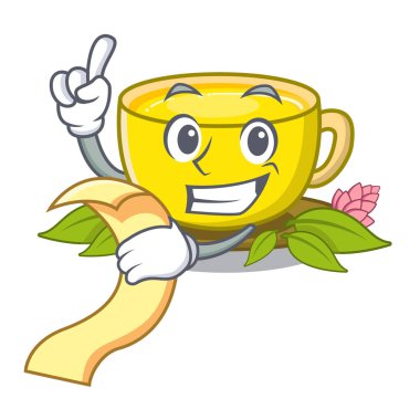 Çizgi film şeklinde menü zerdeçal çayıyla