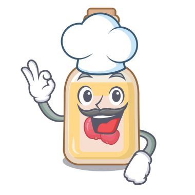 Şef elma şarabı maskot ile izole