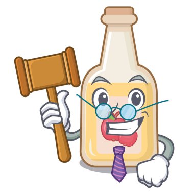 Karikatür tablo nun üstündeki hakim şişe elma şarabı