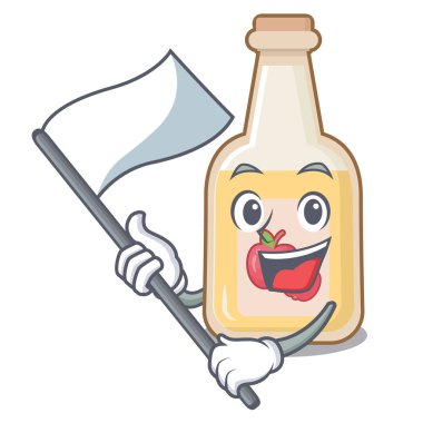 Çizgi film masasının üstünde elma şarabı şişesi var.