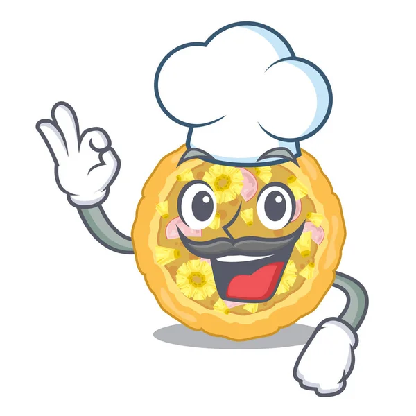 Chef pizza hawaïenne en forme de mascotte — Image vectorielle