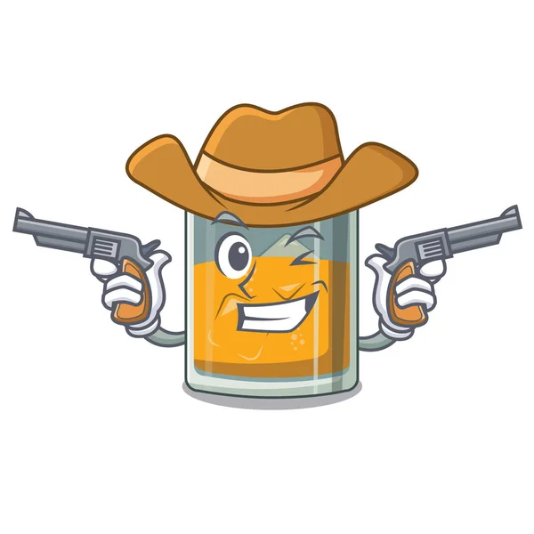 Vaquero whisky en un vaso de dibujos animados — Vector de stock