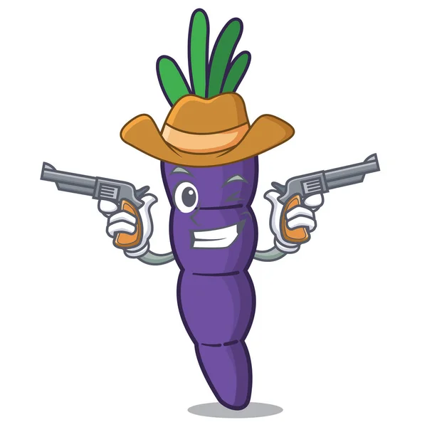 Vaquero zanahorias púrpura aislado con la mascota — Archivo Imágenes Vectoriales
