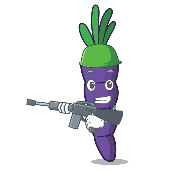 Armée carottes violettes isolées avec la mascotte — Image vectorielle