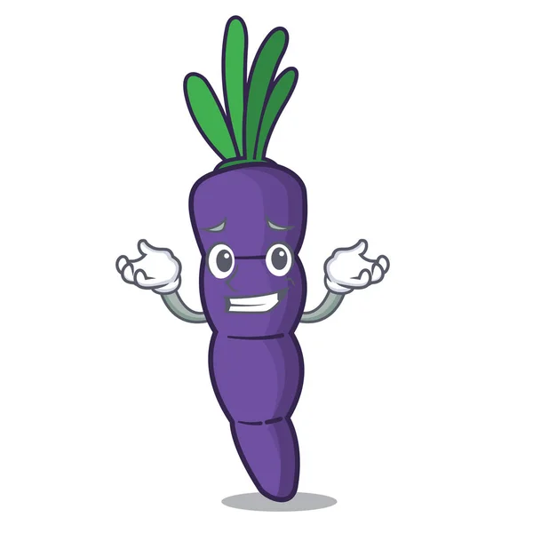 Улыбающаяся фиолетовая морковка в корзине мультфильма — стоковый вектор