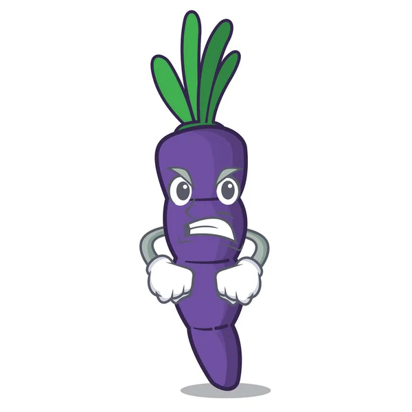 Boze paarse wortelen in de vorm van het personage — Stockvector