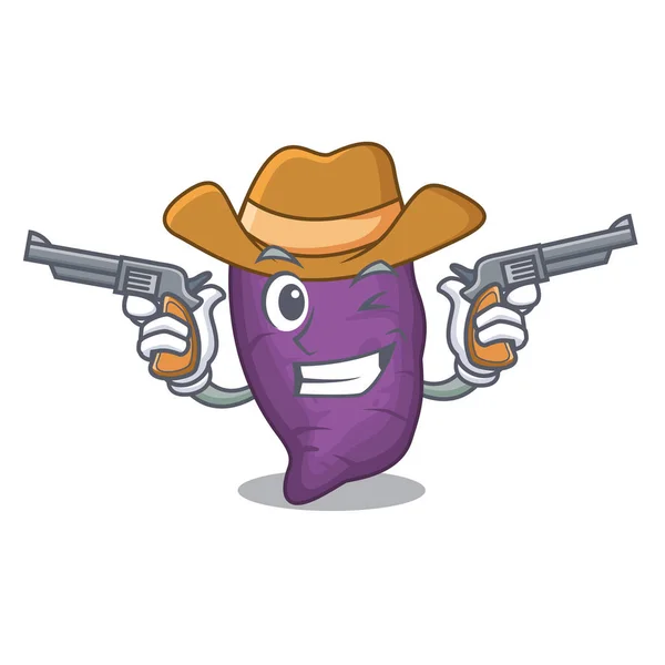 牛仔紫色红薯孤立与字符 — 图库矢量图片