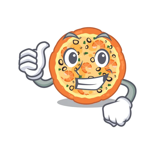Vypalte pizzu s plody moře izolovanou v kresleném — Stockový vektor