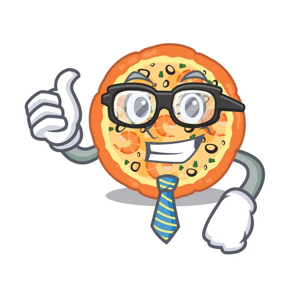 Zakenman Seafood pizza geïsoleerd met in Cartoon — Stockvector