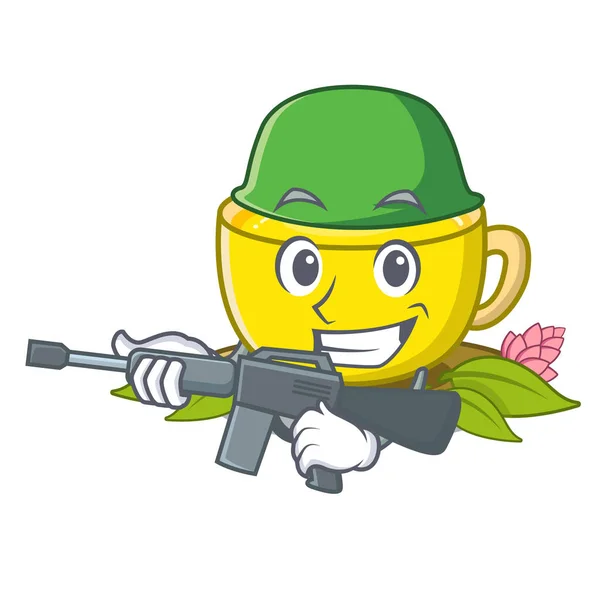 Armee Kurkuma Tee isoliert im Charakter — Stockvektor