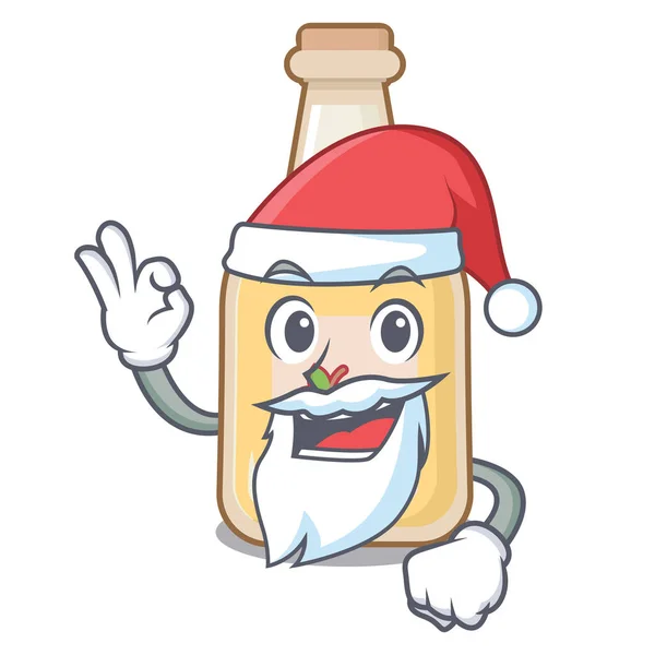 Santa botella de sidra de manzana por encima de la mesa de dibujos animados — Vector de stock