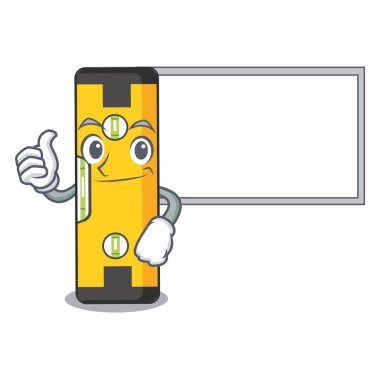 Karikatür izole kurulu ruh seviyesi ile Thumbs up