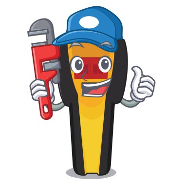 Ahşap karikatür masa üzerinde Tesisatçı damızlık arkadaşlar