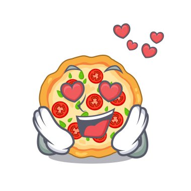 Aşk margherita pizza karikatürler ile izole