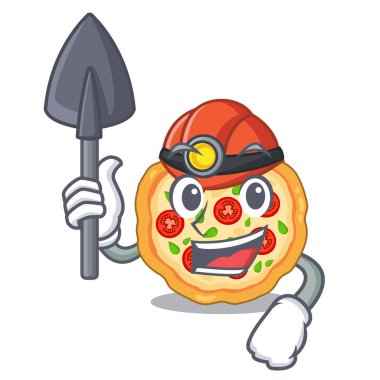 Miner margherita pizza karikatürler ile izole