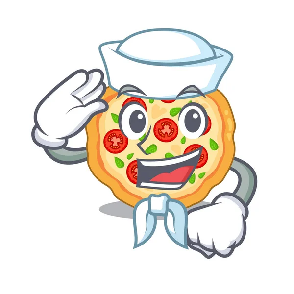 Sailor margherita pizza dalam oven kartun - Stok Vektor
